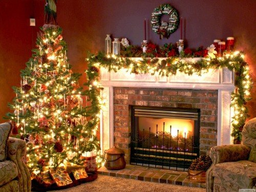 Новогодняя елка у камина